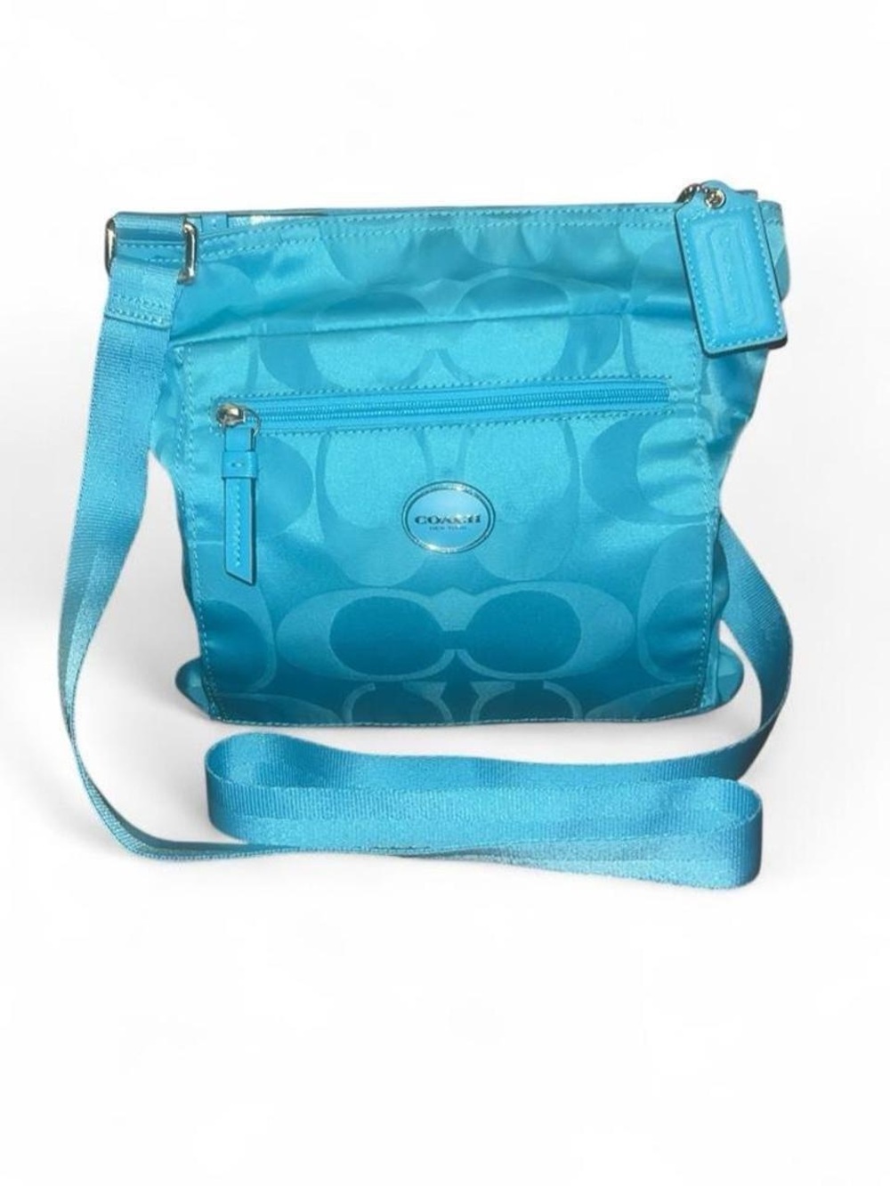 Coach Turquoise Signature Nylon Crossbody Bag